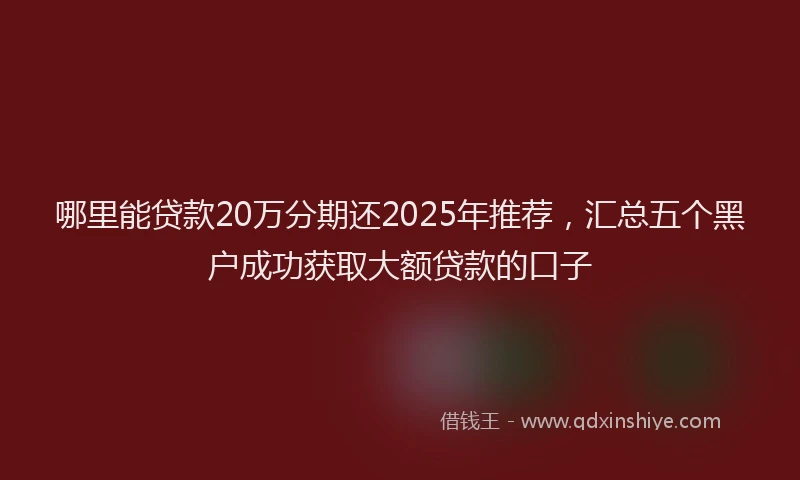 哪里能贷款20万分期还2025年推荐，汇总五个黑户成功获取大额贷款的口子