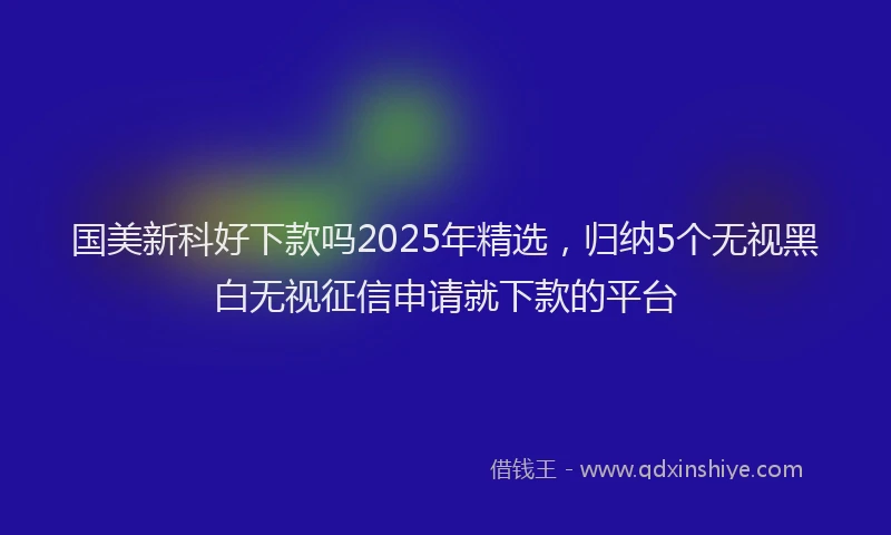 国美新科好下款吗2025年精选，归纳5个无视黑白无视征信申请就下款的平台