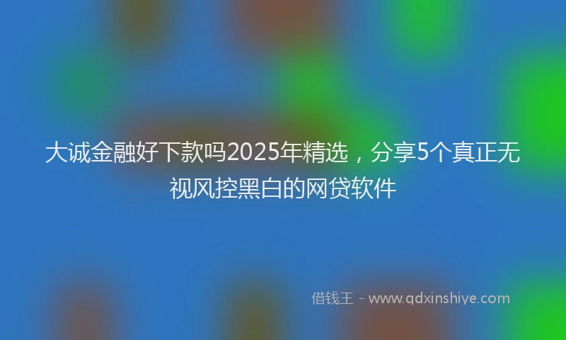 大诚金融好下款吗2025年精选，分享5个真正无视风控黑白的网贷软件