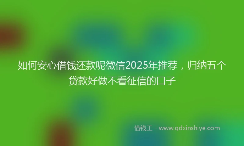 如何安心借钱还款呢微信2025年推荐，归纳五个贷款好做不看征信的口子
