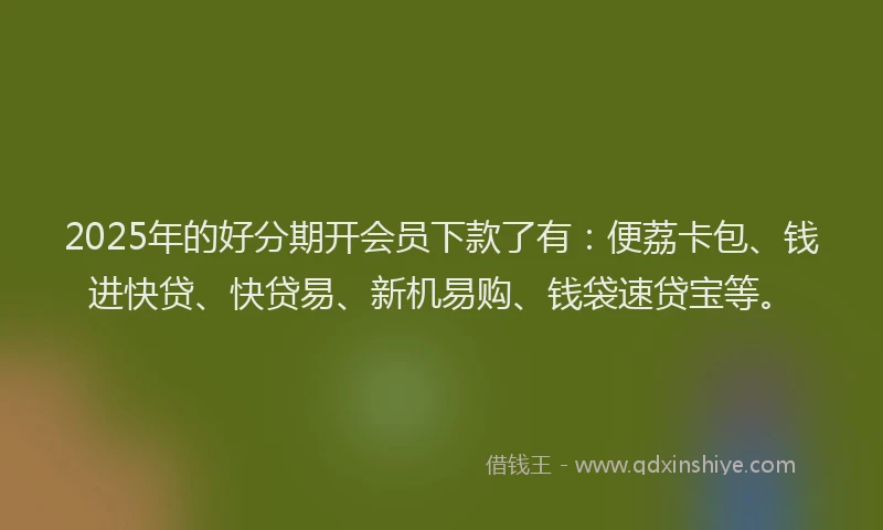2025年的好分期开会员下款了有：便荔卡包、钱进快贷、快贷易、新机易购、钱袋速贷宝等。