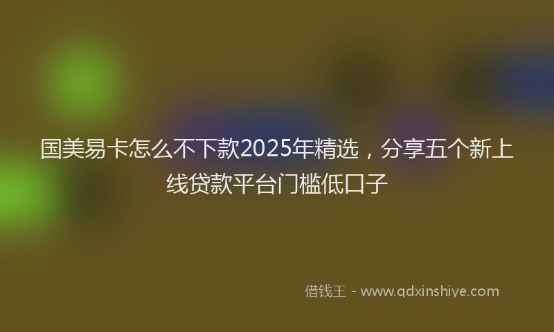 国美易卡怎么不下款2025年精选，分享五个新上线贷款平台门槛低口子