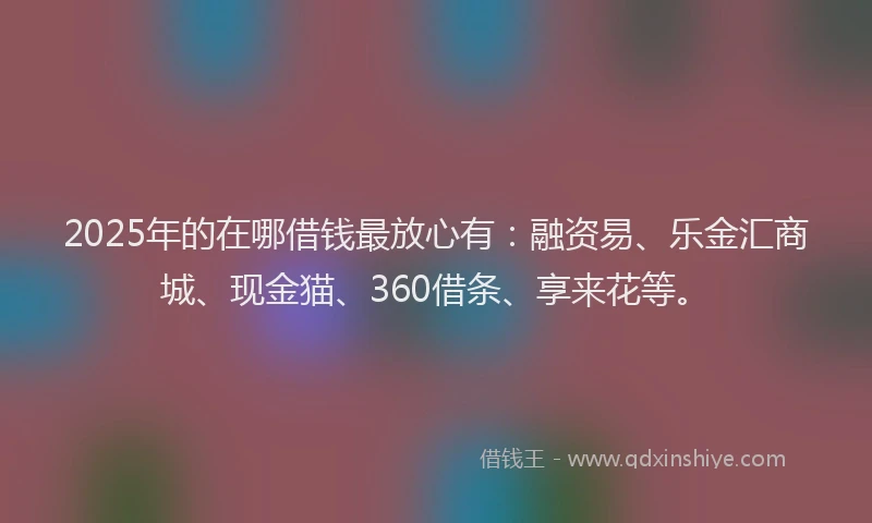 2025年的在哪借钱最放心有：融资易、乐金汇商城、现金猫、360借条、享来花等。