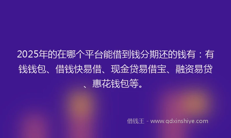 2025年的在哪个平台能借到钱分期还的钱有：有钱钱包、借钱快易借、现金贷易借宝、融资易贷、惠花钱包等。
