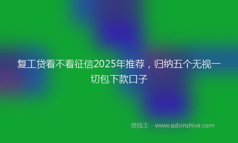 复工贷看不看征信2025年推荐，归纳五个无视一切包下款口子