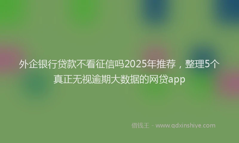 外企银行贷款不看征信吗2025年推荐，整理5个真正无视逾期大数据的网贷app