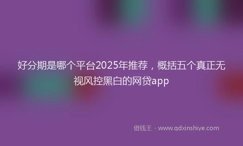 好分期是哪个平台2025年推荐，概括五个真正无视风控黑白的网贷app