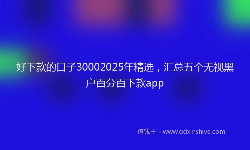 好下款的口子30002025年精选，汇总五个无视黑户百分百下款app