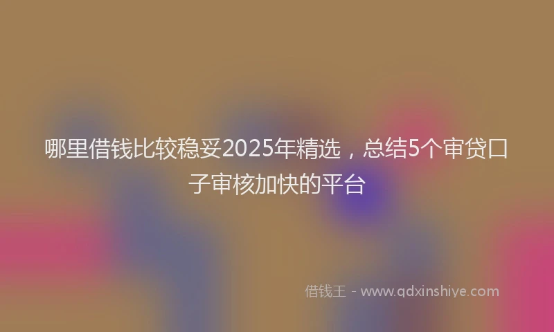 哪里借钱比较稳妥2025年精选，总结5个审贷口子审核加快的平台