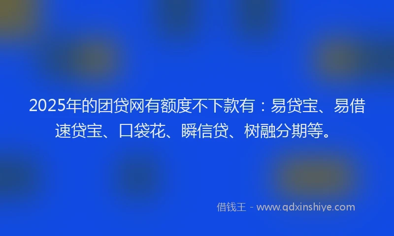 2025年的团贷网有额度不下款有：易贷宝、易借速贷宝、口袋花、瞬信贷、树融分期等。
