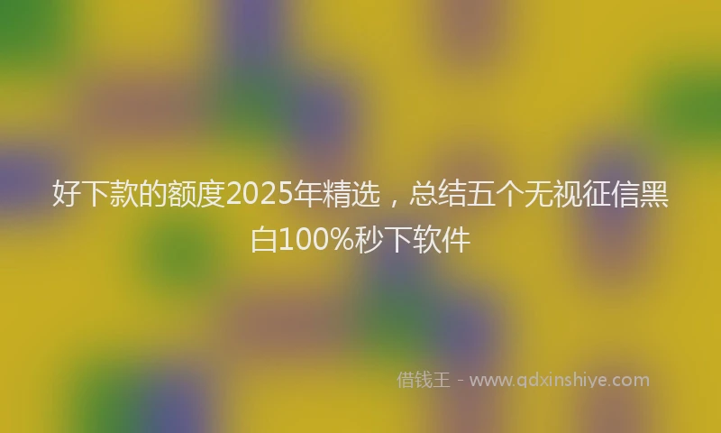 好下款的额度2025年精选，总结五个无视征信黑白100%秒下软件