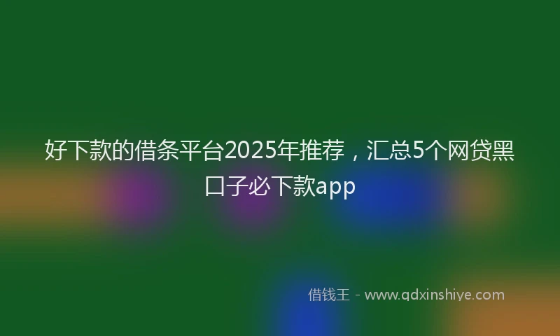 好下款的借条平台2025年推荐，汇总5个网贷黑口子必下款app