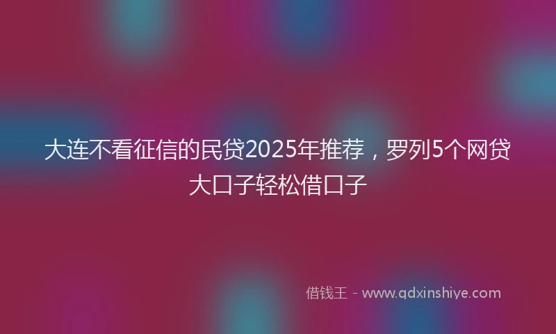 大连不看征信的民贷2025年推荐，罗列5个网贷大口子轻松借口子