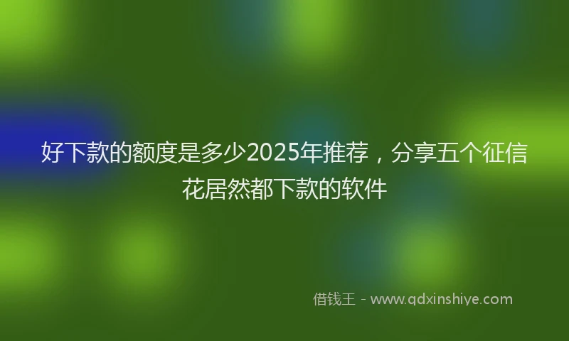好下款的额度是多少2025年推荐，分享五个征信花居然都下款的软件