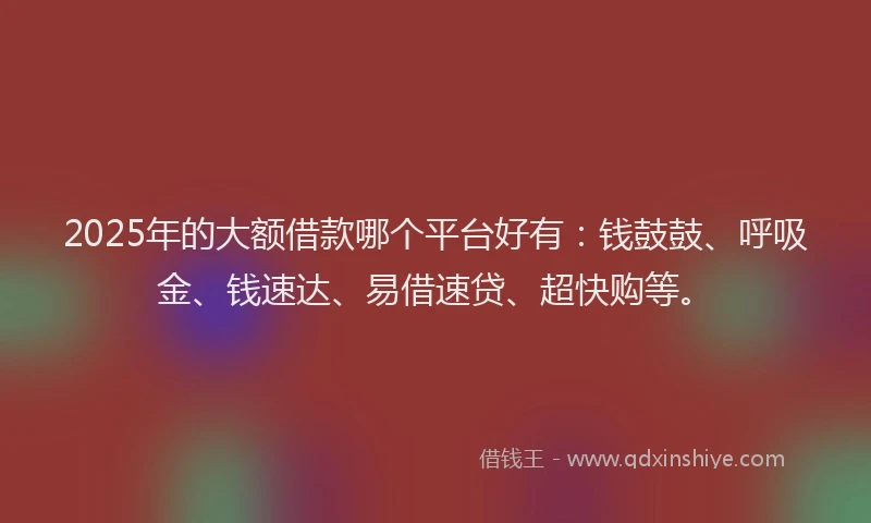 2025年的大额借款哪个平台好有：钱鼓鼓、呼吸金、钱速达、易借速贷、超快购等。