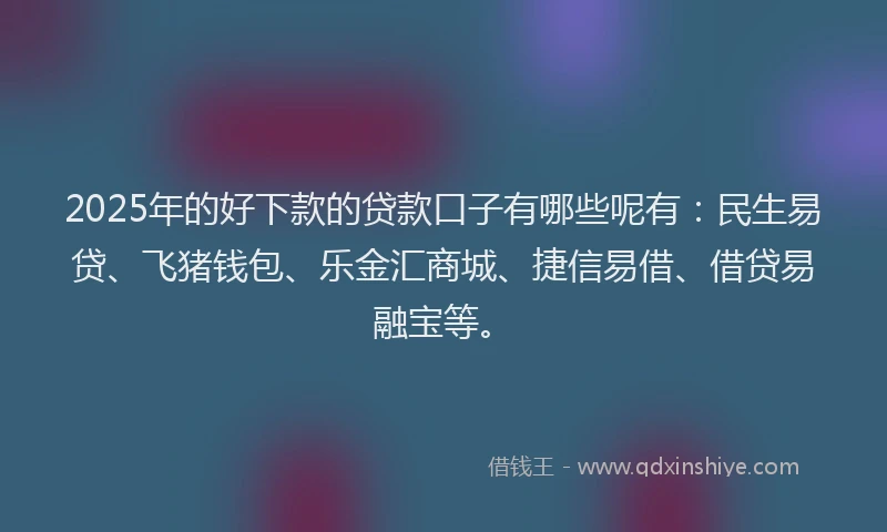 2025年的好下款的贷款口子有哪些呢有：民生易贷、飞猪钱包、乐金汇商城、捷信易借、借贷易融宝等。