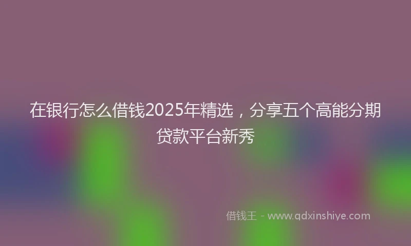 在银行怎么借钱2025年精选，分享五个高能分期贷款平台新秀