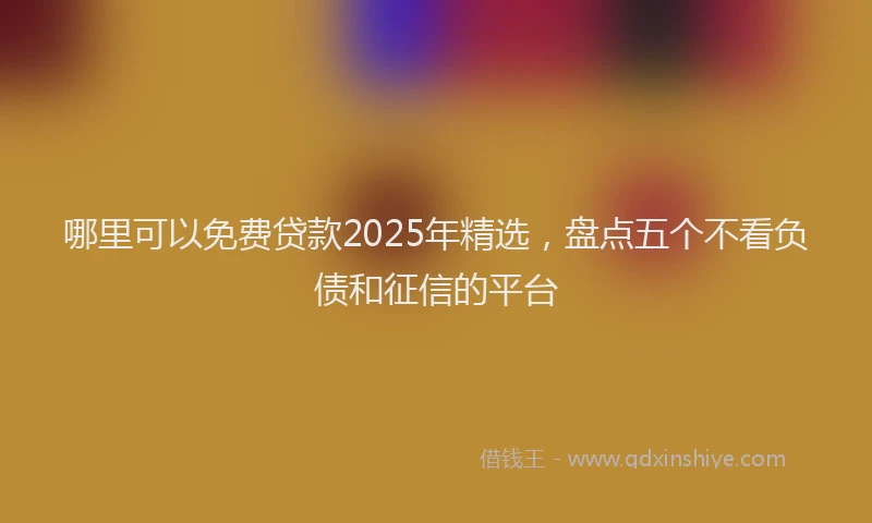 哪里可以免费贷款2025年精选，盘点五个不看负债和征信的平台