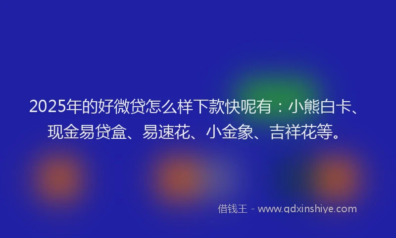 2025年的好微贷怎么样下款快呢有：小熊白卡、现金易贷盒、易速花、小金象、吉祥花等。