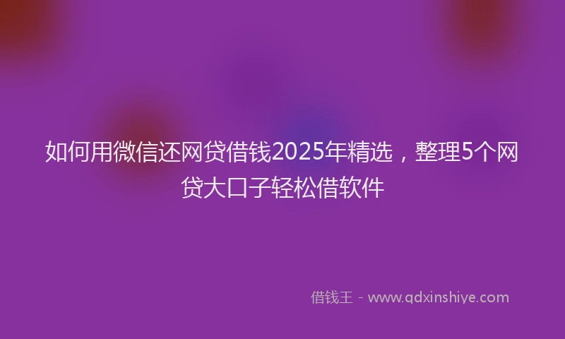 如何用微信还网贷借钱2025年精选，整理5个网贷大口子轻松借软件