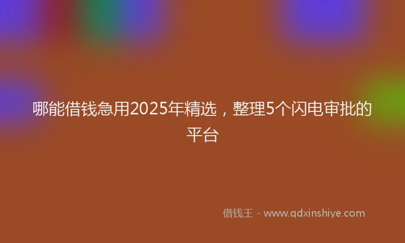 哪能借钱急用2025年精选，整理5个闪电审批的平台