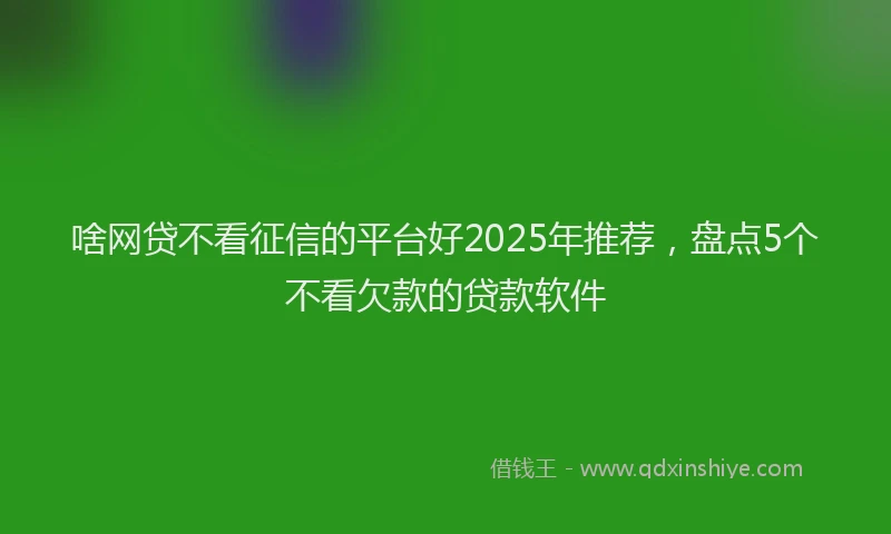 啥网贷不看征信的平台好2025年推荐，盘点5个不看欠款的贷款软件
