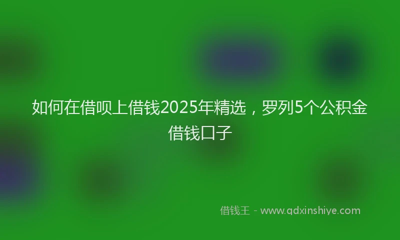 如何在借呗上借钱2025年精选，罗列5个公积金借钱口子