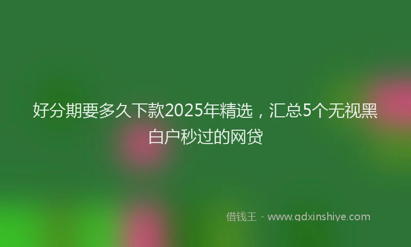 好分期要多久下款2025年精选，汇总5个无视黑白户秒过的网贷