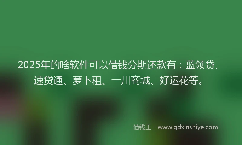 2025年的啥软件可以借钱分期还款有：蓝领贷、速贷通、萝卜租、一川商城、好运花等。