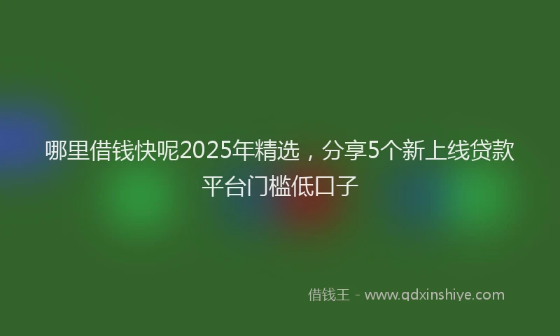 哪里借钱快呢2025年精选，分享5个新上线贷款平台门槛低口子