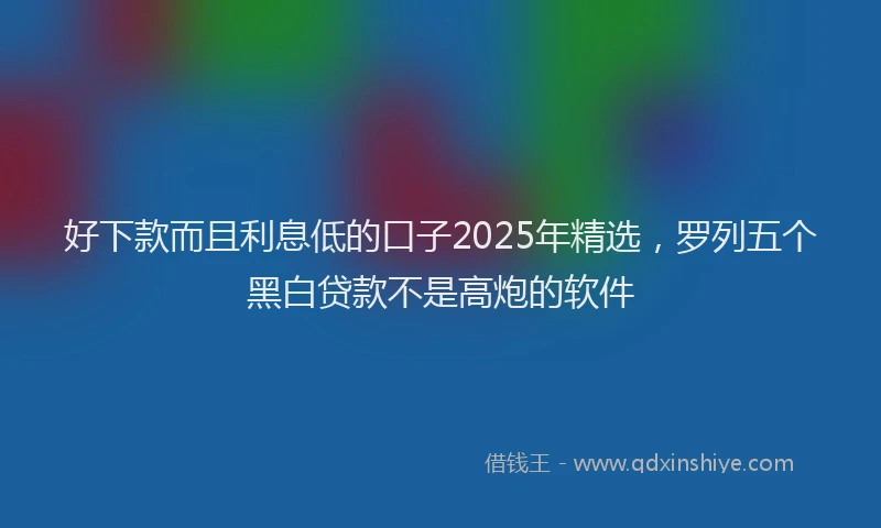 好下款而且利息低的口子2025年精选，罗列五个黑白贷款不是高炮的软件
