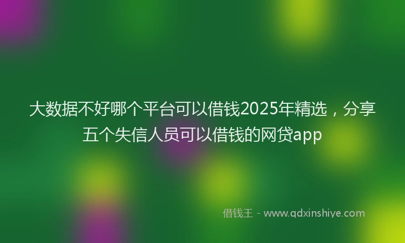 大数据不好哪个平台可以借钱2025年精选，分享五个失信人员可以借钱的网贷app