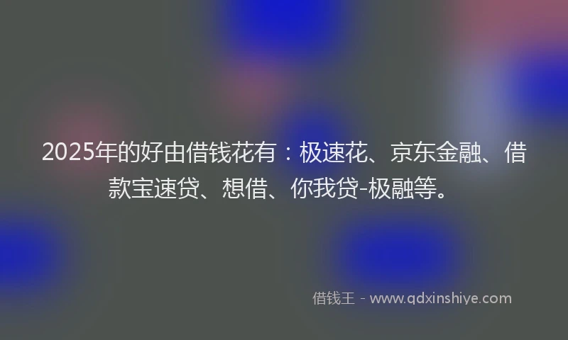 2025年的好由借钱花有：极速花、京东金融、借款宝速贷、想借、你我贷-极融等。