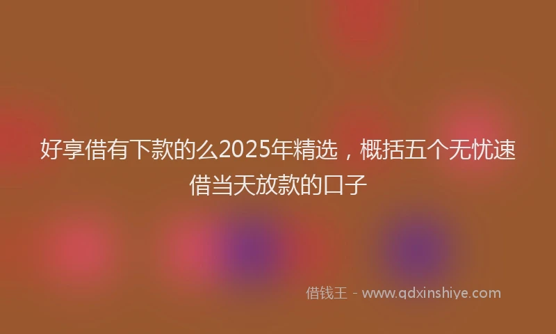 好享借有下款的么2025年精选，概括五个无忧速借当天放款的口子