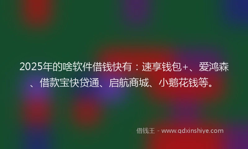 2025年的啥软件借钱快有：速享钱包+、爱鸿森、借款宝快贷通、启航商城、小鹅花钱等。