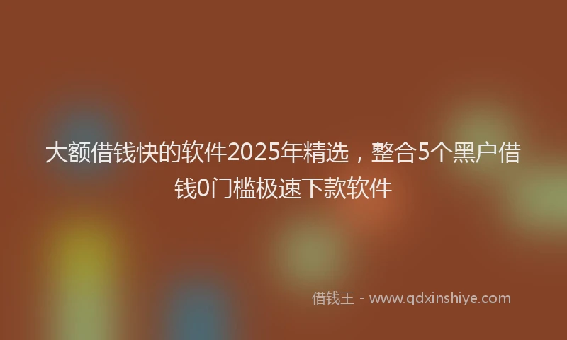 大额借钱快的软件2025年精选，整合5个黑户借钱0门槛极速下款软件