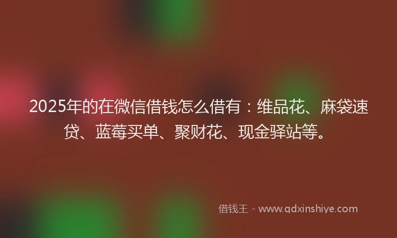 2025年的在微信借钱怎么借有：维品花、麻袋速贷、蓝莓买单、聚财花、现金驿站等。