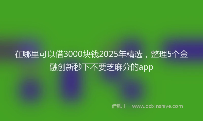 在哪里可以借3000块钱2025年精选，整理5个金融创新秒下不要芝麻分的app