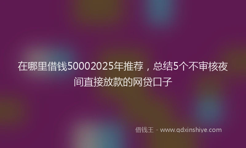 在哪里借钱50002025年推荐，总结5个不审核夜间直接放款的网贷口子