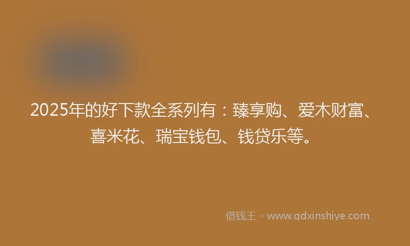 2025年的好下款全系列有：臻享购、爱木财富、喜米花、瑞宝钱包、钱贷乐等。