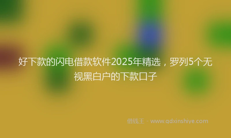 好下款的闪电借款软件2025年精选，罗列5个无视黑白户的下款口子