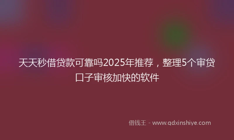 天天秒借贷款可靠吗2025年推荐，整理5个审贷口子审核加快的软件
