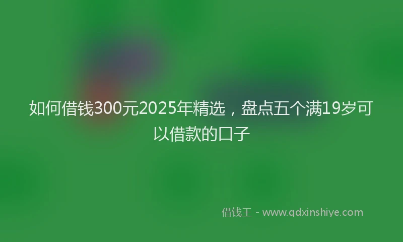 如何借钱300元2025年精选，盘点五个满19岁可以借款的口子