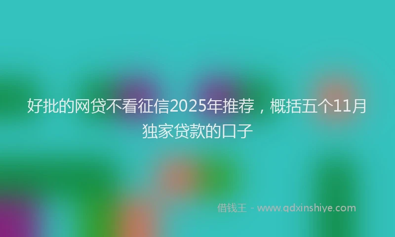 好批的网贷不看征信2025年推荐，概括五个11月独家贷款的口子
