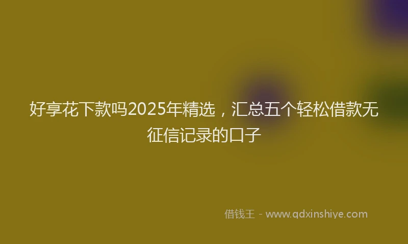 好享花下款吗2025年精选，汇总五个轻松借款无征信记录的口子