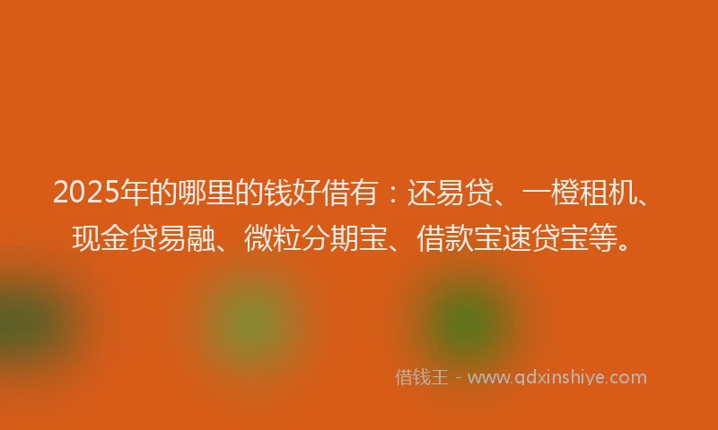 2025年的哪里的钱好借有：还易贷、一橙租机、现金贷易融、微粒分期宝、借款宝速贷宝等。