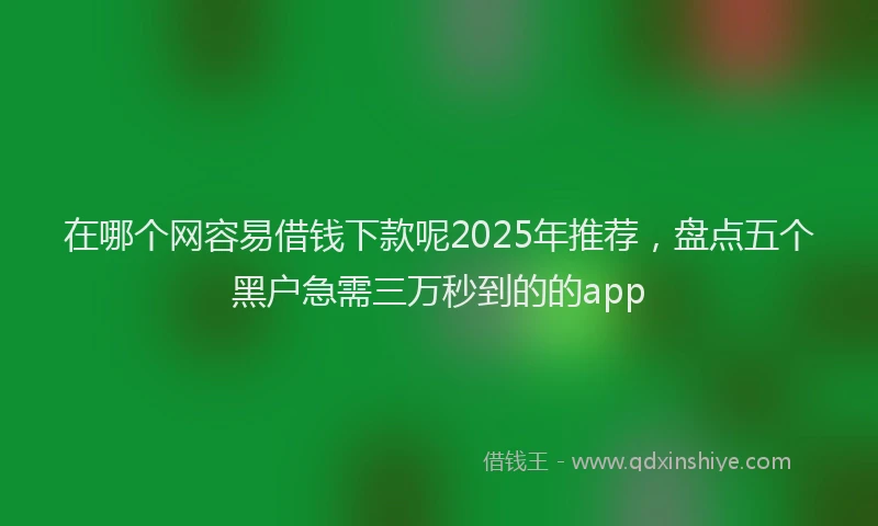 在哪个网容易借钱下款呢2025年推荐，盘点五个黑户急需三万秒到的的app