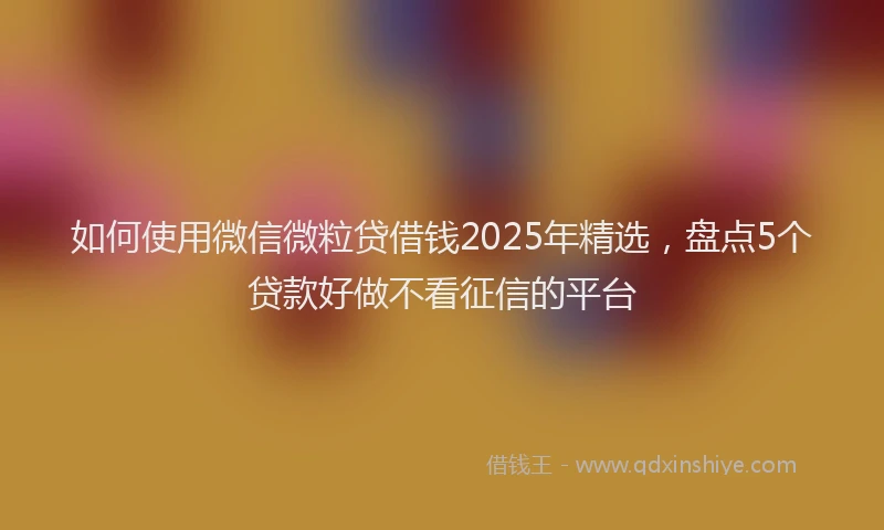 如何使用微信微粒贷借钱2025年精选，盘点5个贷款好做不看征信的平台