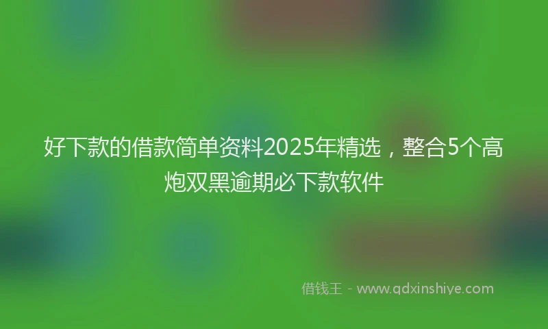 好下款的借款简单资料2025年精选，整合5个高炮双黑逾期必下款软件