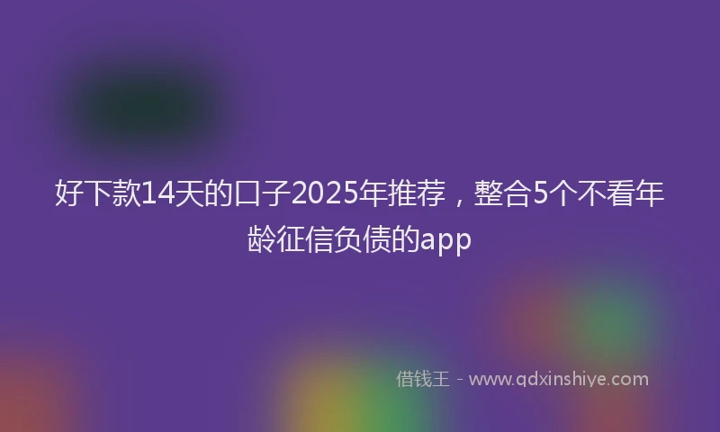 好下款14天的口子2025年推荐，整合5个不看年龄征信负债的app